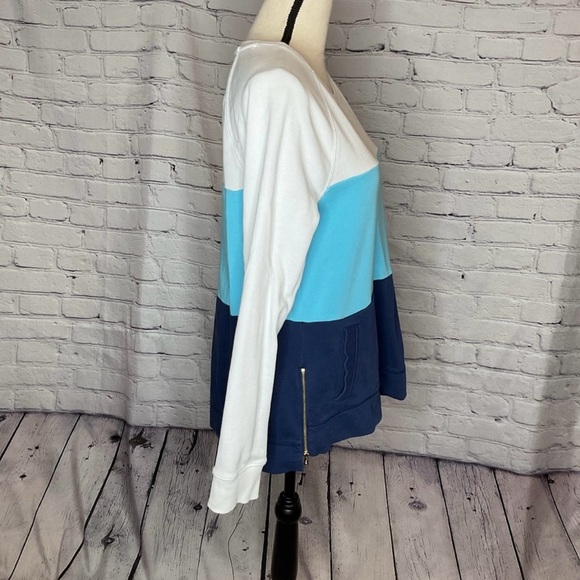 Lilly Pulitzer Luxletic Beach Comber Pullover Low Tide Navy Color Block Medium - Picture 11 of 16